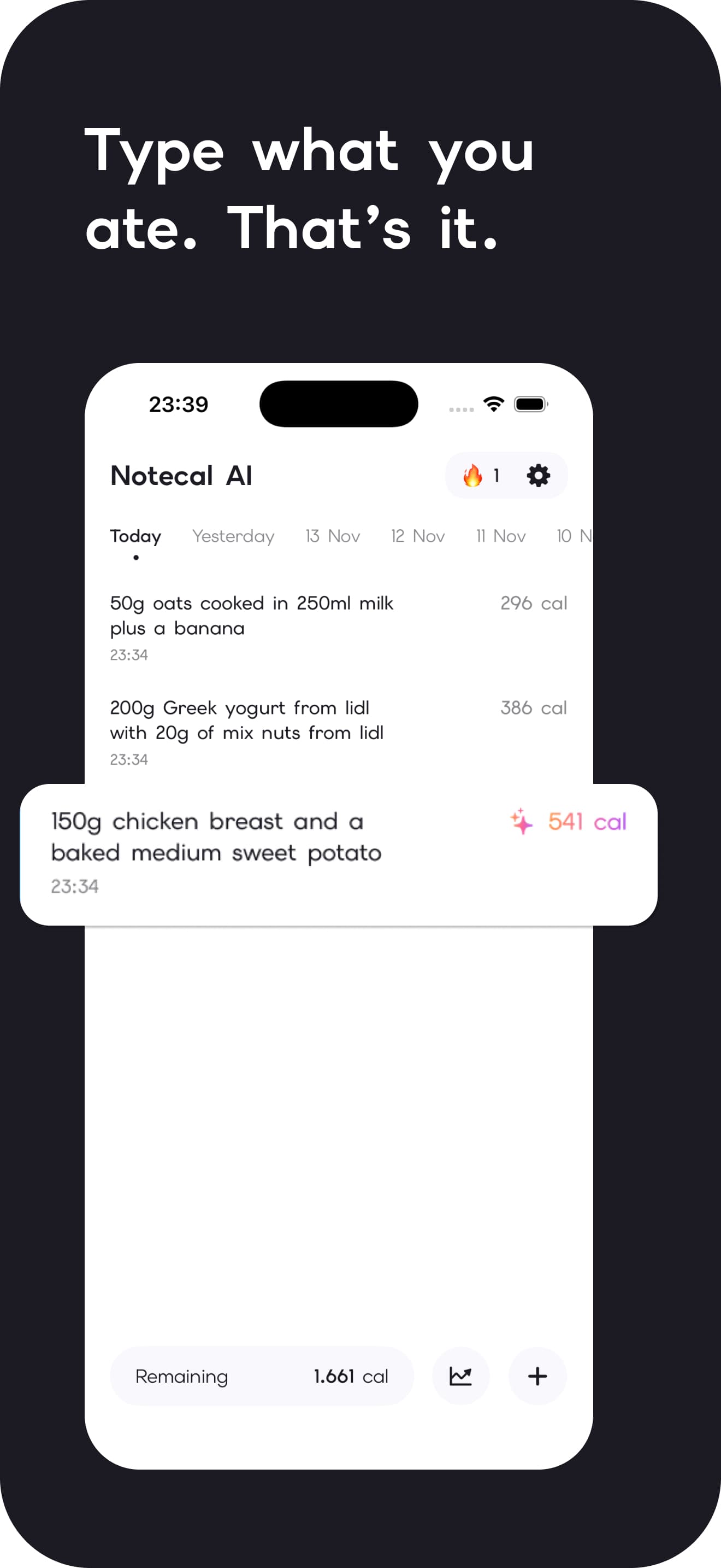 Type what you ate. That's it.